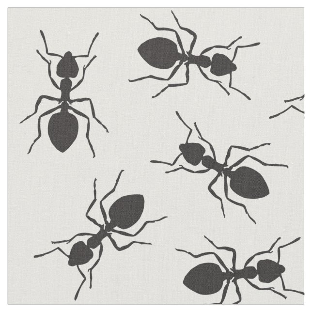 Funny Black Ants Pattern Fabric (Close Up)