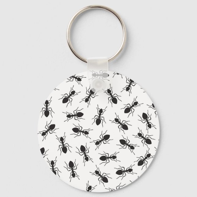Funny Black Ants Pattern Keychain (Front)