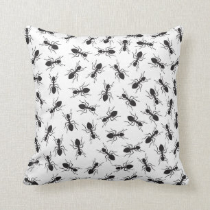 Funny Black Ants Pattern Throw Pillow