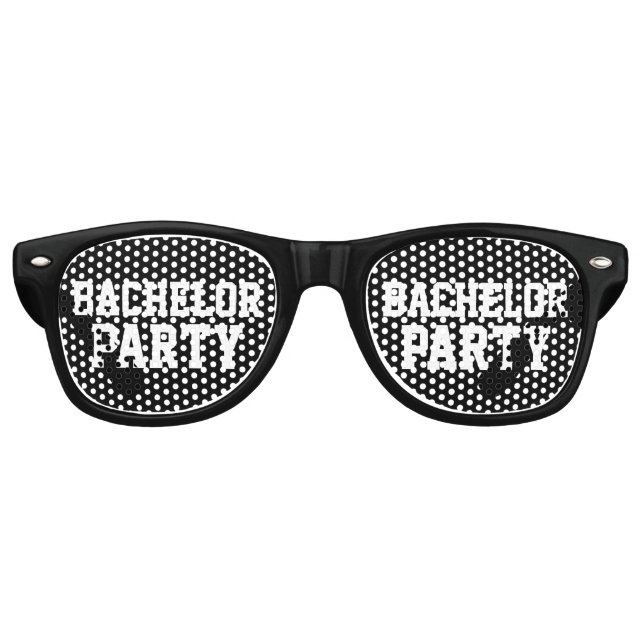 Funny black bachelor party shades sunglasses (Front)