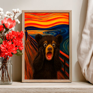 Funny Black Bear Scream Inspired Poster