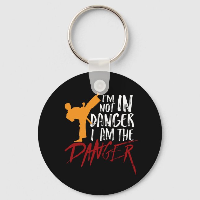 Funny Black Belt Fighter Martial Arts Humour Keychain (Front)