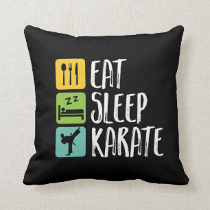 Funny Black Belt Martial Arts Eat Sleep Karate Throw Pillow