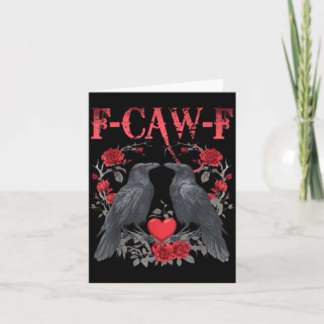 Funny Black Bird F-caw-f Anti Valentines Day Singl Card (Front)