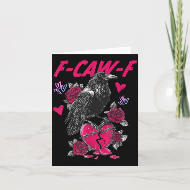 Funny Black Bird F-caw-f Anti Valentines Day Singl Card (Front)