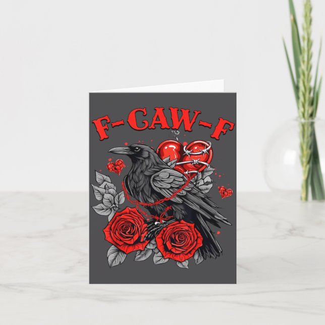 Funny Black Bird F-caw-f Anti Valentines Day Singl Card (Front)