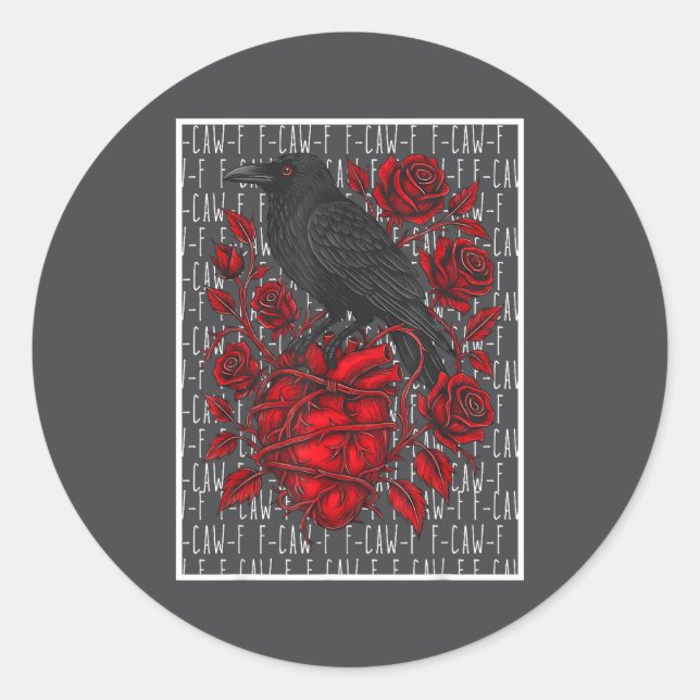 Funny Black Bird F-caw-f Anti Valentines Day Singl Classic Round Sticker (Front)