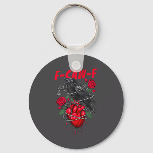 Funny Black Bird F-caw-f Anti Valentines Day Singl Keychain