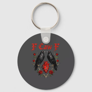 Funny Black Bird F-caw-f Anti Valentines Day Singl Keychain