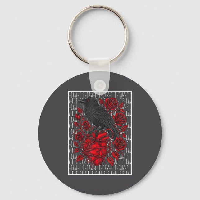 Funny Black Bird F-caw-f Anti Valentines Day Singl Keychain (Front)
