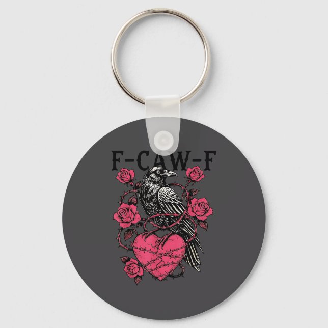 Funny Black Bird F-caw-f Anti Valentines Day Singl Keychain (Front)