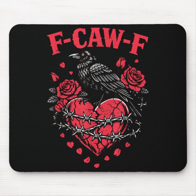 Funny Black Bird F-caw-f Anti Valentines Day Singl Mouse Pad (Front)