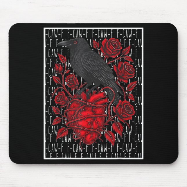 Funny Black Bird F-caw-f Anti Valentines Day Singl Mouse Pad (Front)