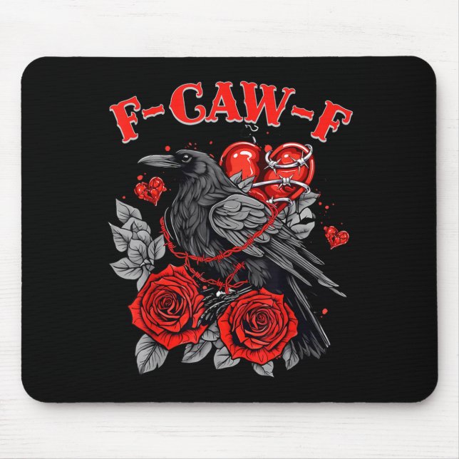 Funny Black Bird F-caw-f Anti Valentines Day Singl Mouse Pad (Front)