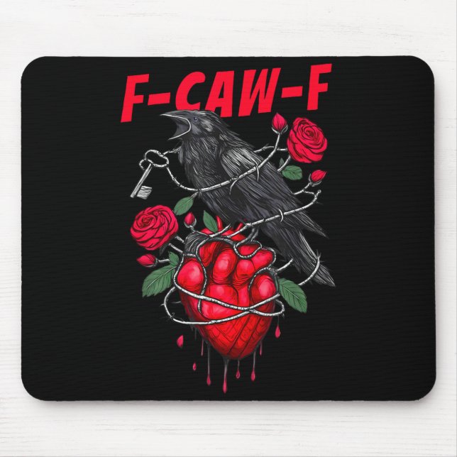 Funny Black Bird F-caw-f Anti Valentines Day Singl Mouse Pad (Front)