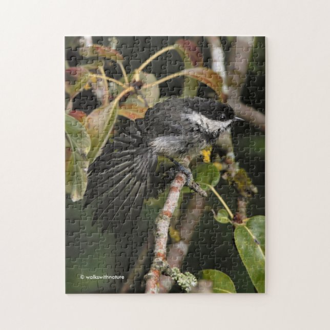 Funny Black-Capped Chickadee Having a Stretch Jigsaw Puzzle (Vertical)