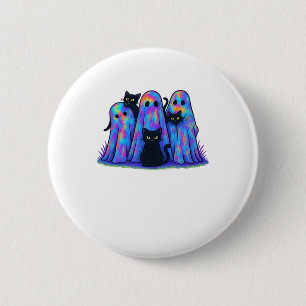 Funny Black Cat and Ghost Halloween Essential T-Sh 2 Inch Round Button