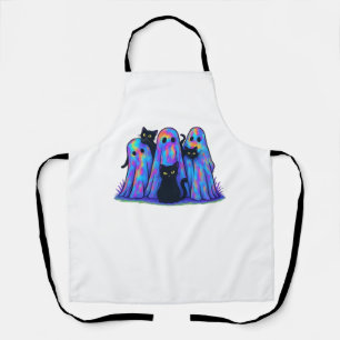 Funny Black Cat and Ghost Halloween Essential T-Sh Apron
