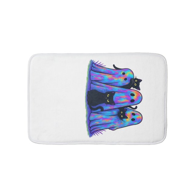 Funny Black Cat and Ghost Halloween Essential T-Sh Bath Mat (Front)