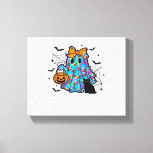 Funny Black Cat and Ghost Halloween Essential T-Sh Canvas Print