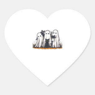Funny Black Cat and Ghost Halloween Essential T-Sh Heart Sticker