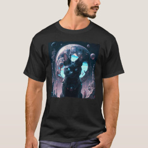Funny Black Cat Axolotl Video Games for Kids, Wome T-Shirt