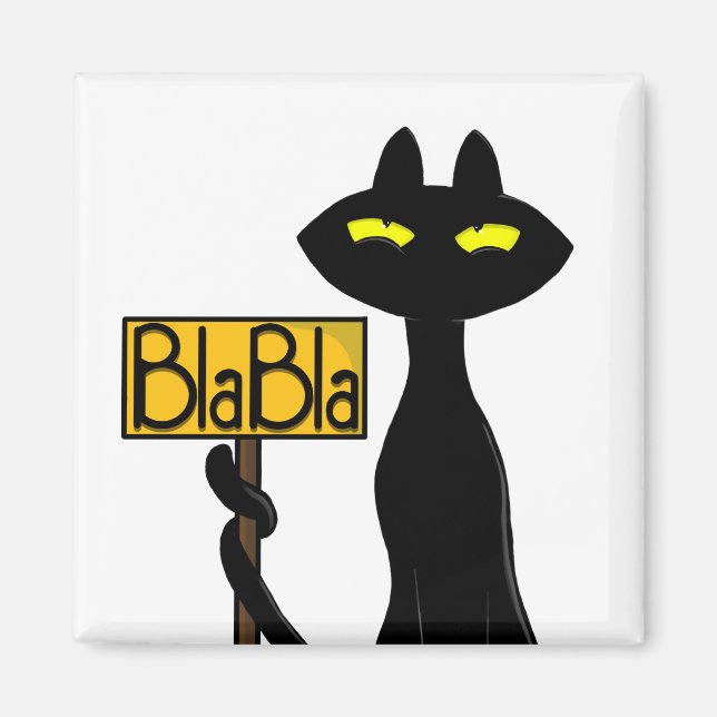 Funny Black Cat " Bad Boogie - BlaBla- " Magnet (Front)
