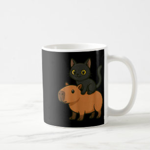 Funny Black Cat Capybara Animal Lover Mom Dad Kids Coffee Mug