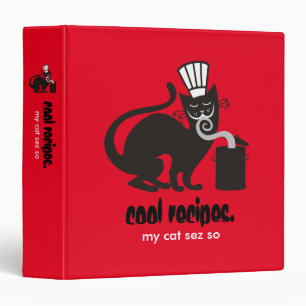 Funny black cat chef hat aromas culinary catering binder