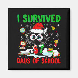 Funny Black Cat Christmas I Survived 67 Days Of Sc Magnet