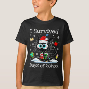Funny Black Cat Christmas I Survived 67 Days Of Sc T-Shirt