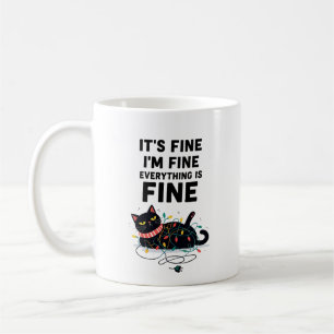 Funny Black Cat Christmas Lights Mug