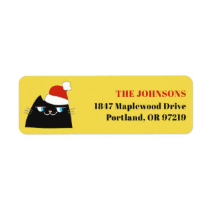 Funny Black Cat Christmas Return Address
