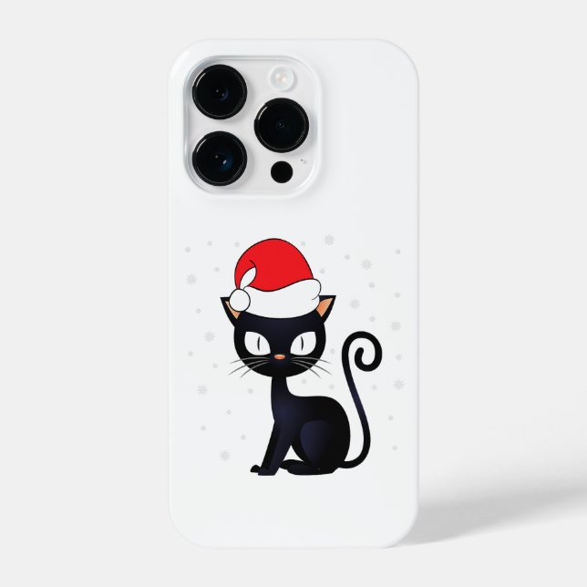 Funny Black Cat Christmas Snowflake Cat Lover iPhone Case (Back)