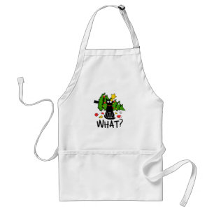 Funny Black Cat Christmas Tree Merry Santa Humor C Standard Apron