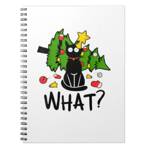 Funny Black Cat Christmas Tree Merry Santa Humour  Notebook