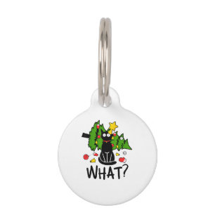 Funny Black Cat Christmas Tree Merry Santa Humour Pet Tag