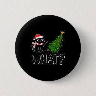 Funny Black Cat Christmas Tree Merry Xmas Humor Ca 2 Inch Round Button