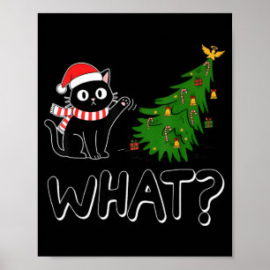 Funny Black Cat Christmas Tree Merry Xmas Humor Ca Poster