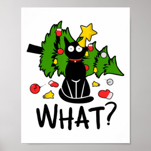 Funny Black Cat Christmas Tree Merry Xmas Humor Ca Poster