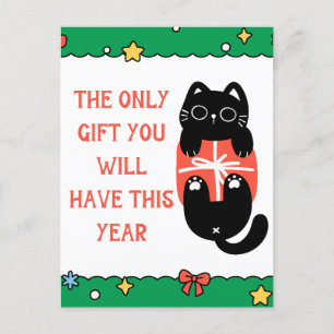 Funny Black Cat Christmas Tree Postcard