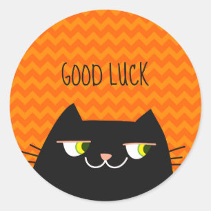 Funny Black Cat Classic Round Sticker