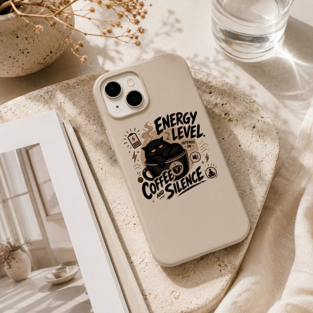 Funny Black Cat Coffee iPhone 15 Case (black cat coffee iphone case)