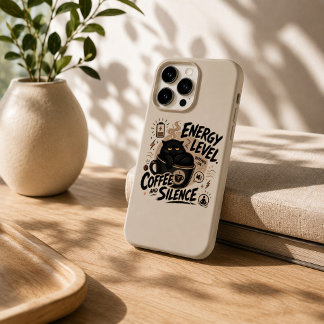 Funny Black Cat Coffee iPhone 15 Pro Case