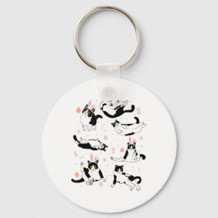 Funny Black Cat Easter Egg Happy Easter Bunny Tuxe Keychain