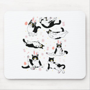 Funny Black Cat Easter Egg Happy Easter Bunny Tuxe Mouse Pad