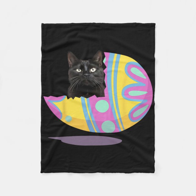 Funny Black Cat Easter Egg Happy Easter Day  Fleece Blanket (Front)