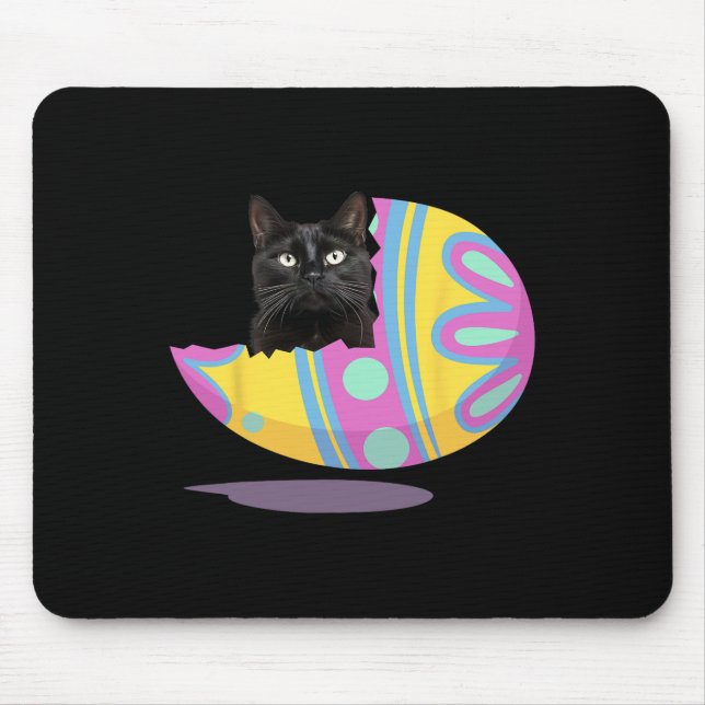 Funny Black Cat Easter Egg Happy Easter Day  Mouse Pad (Front)