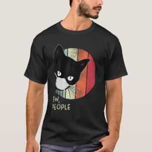 Funny Black Cat Ew People Graphic Dark Color T-Shirt