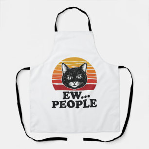 Funny Black Cat Ew People Retro Sunset T-Shirt Des Apron